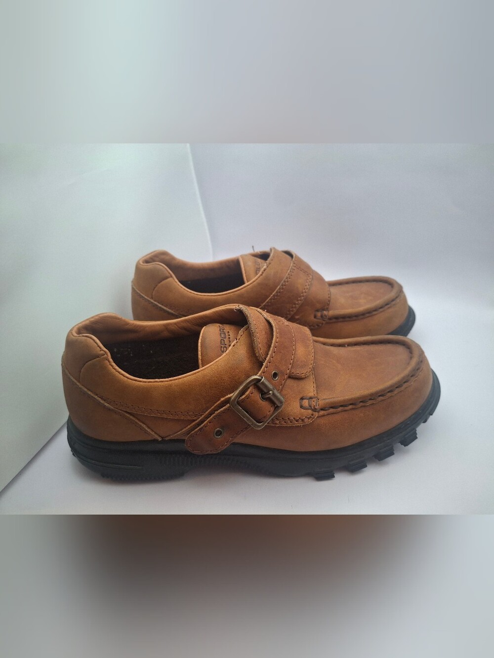 Vintage Polo Sport Brown Strap Leather Loafers